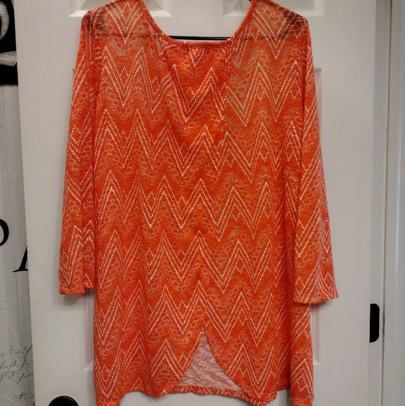 Tangerine lace top knit shirt size 3X - Picture 4 of 5